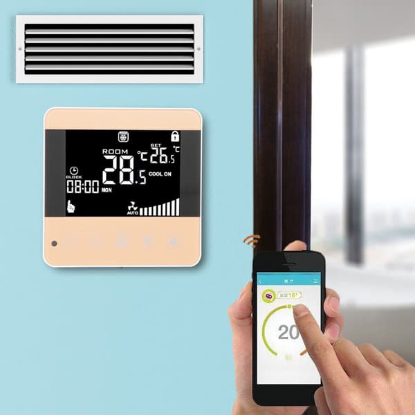 Smart WiFi LCD Termostat til Central AC Fan Coil Enhed, Digital Temperaturregulator, Hvid