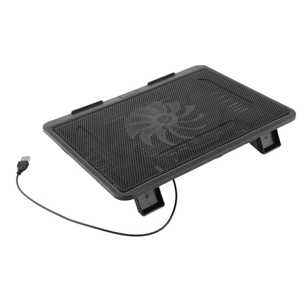 Notebook Chill Mat, USB Hub Base med 130x20mm blæser, sort, jernnet, 33x25x3cm, til 14-tommer laptops, 1 stk.