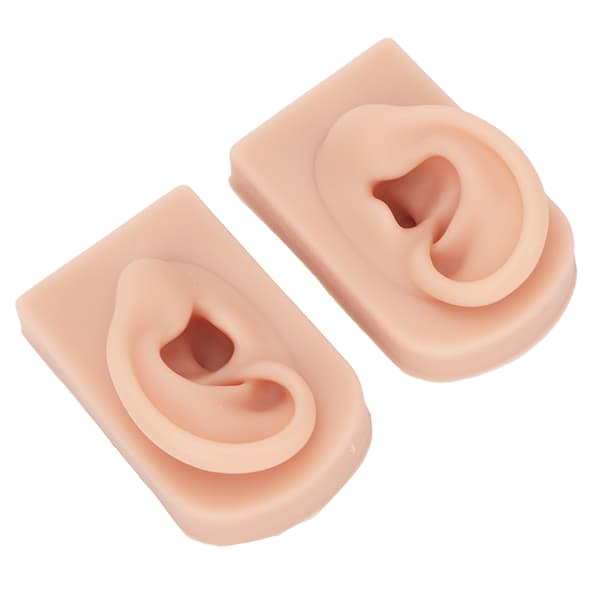 1 par silikone øremodel fleksibel blød genanvendelig simuleret menneskehud silikone piercingmodel medium hudfarve