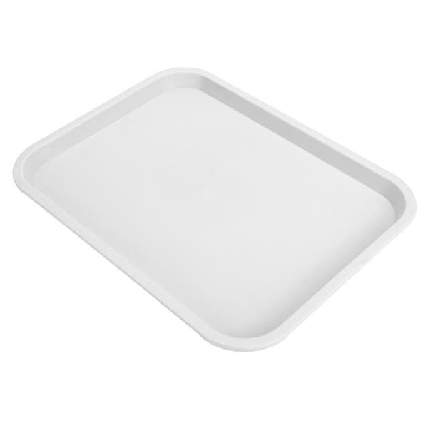 Rektangulär PP Halkfri Tjock Serveringsbricka för Restaurang Kafeteria, Vit Multifunktionell Matbricka