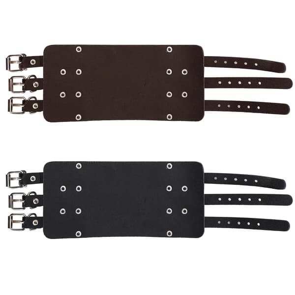 2 stk. bred manchetarmbånd justerbart retro punk kunstlæder håndledsrem sort brun