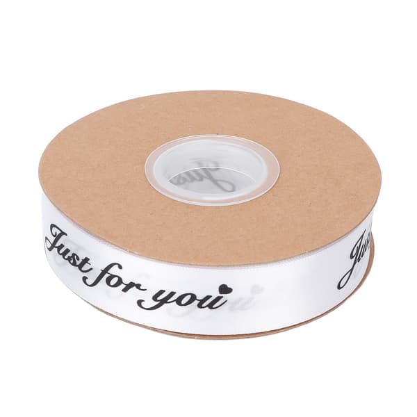 2,5 cm Satinband Rulle 45yd Tryck Bara för dig Polyester för DIY Bröllopsdekoration Födelsedagstårta Förpackning Vit