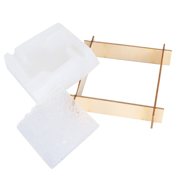 1 set askkoppsform DIY kristall epoxiform spegelyta silikon förvaringslåda + bas L