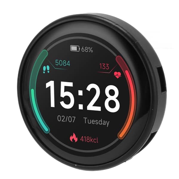 1x ESP32 1,28 tommer cirkulær touch LCD udviklingskort 240x240 IPS WiFi BT modul ABS sort + plastikboks