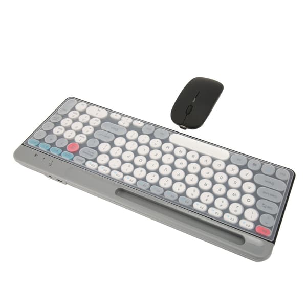 2.4G Trådløst Retro Tastatur og Mus Sæt, Genopladelig Bluetooth Combo til Computer, Sort