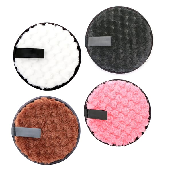 4 stk. Makeupfjernerpuder Runde Dobbeltsidede Genanvendelige Bløde Bærbare Vaskbare Makeup Mikrofiberpuder