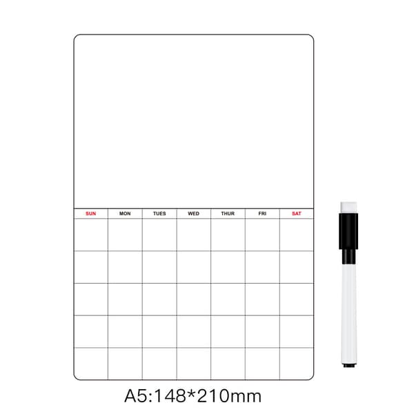 Magnetisk køleskabskalender, tørresletbar whiteboard-planlægger, magnetisk notesblok til køleskab