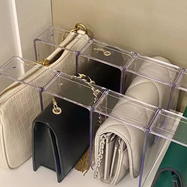 PC Mini Transparent Handväska Organizer Hylla 4 Sektioner Sovrum Förvaringsställ