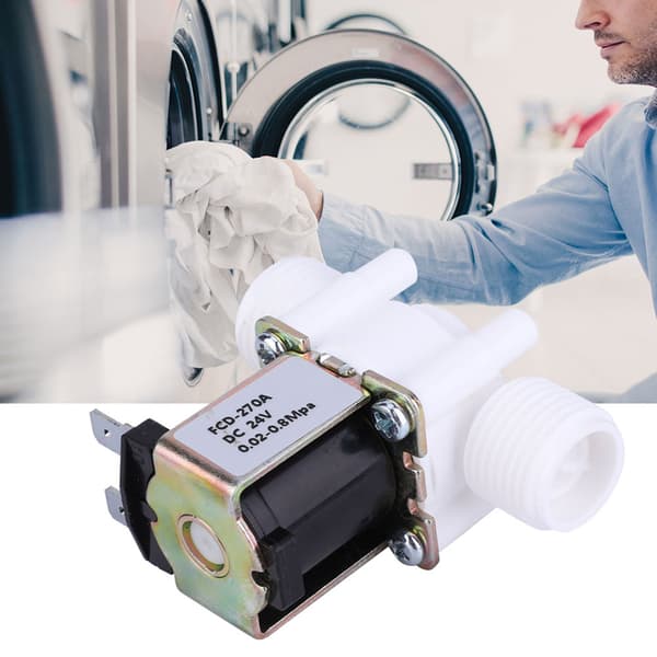 G1/2\" NC Elektrisk Magnetventil i Plast, Vatteninlopp, DC24V, Normalt Stängd, 1-Pack