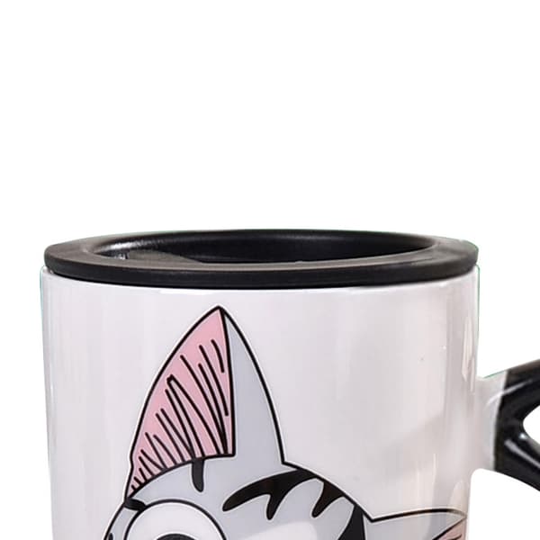 Söt katt keramisk kaffemugg med lock 600ml
