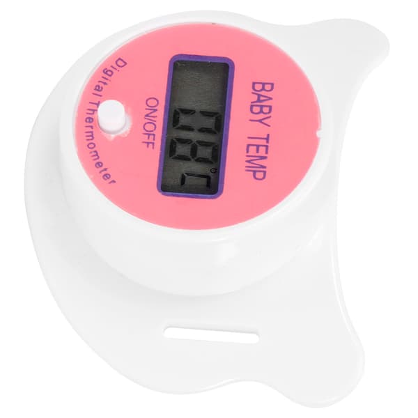 Digitalt babytermometer, oralt, sutteformet, beroligende LCD, nyfødt, lyserød, Celsius
