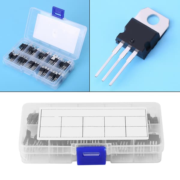 60 stk. 10 værdier L7805CV LM317T spændingsregulator IC-sortimentssæt med etui