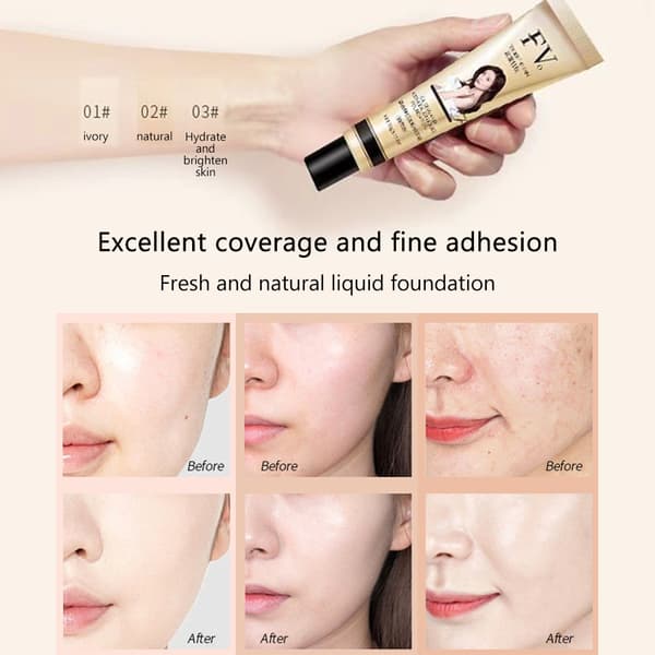 30g Full Täckning Makeup Bas Kräm Concealer Vattentät Långvarig Flytande Makeup
