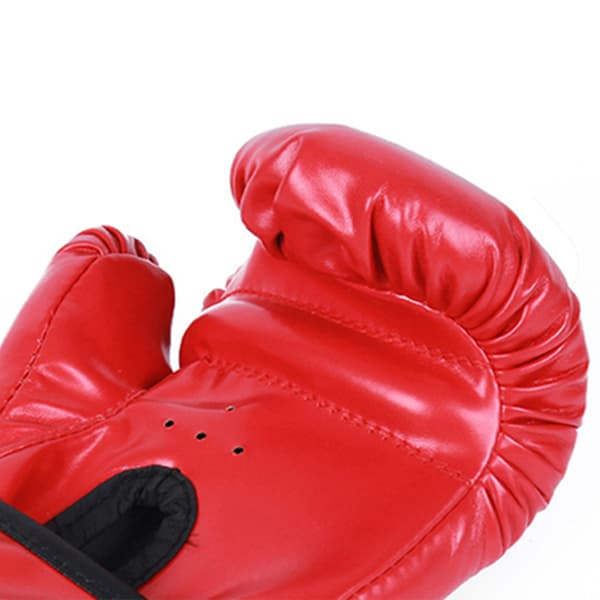 Junior Boxningshandskar för Kickboxning & Muay Thai, Förstärkta PU-läderhandskar för Tunga Säckar för Unga Boxare, Röd