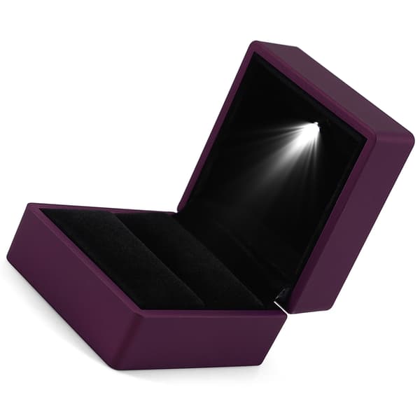 Lila LED-belyst ringförvaringslåda Smyckesdisplay Presentfodral