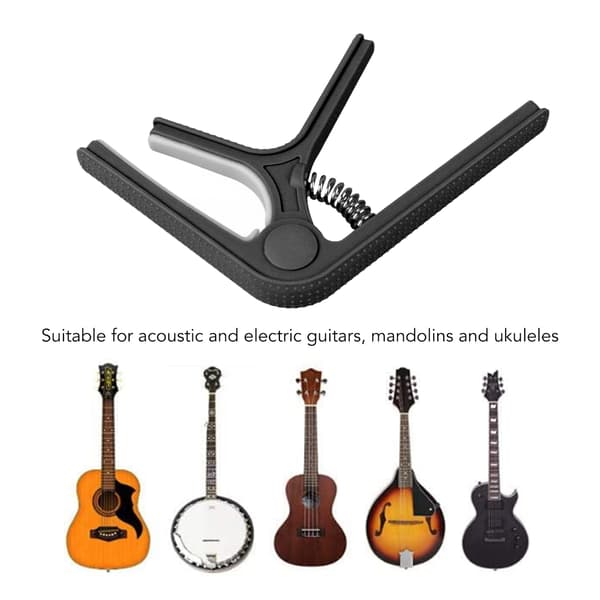 ABS Gitarr Capo Clip för Akustisk Elektrisk Mandolin Ukulele, Kompakt Lättviktsklämma, 1 st Svart