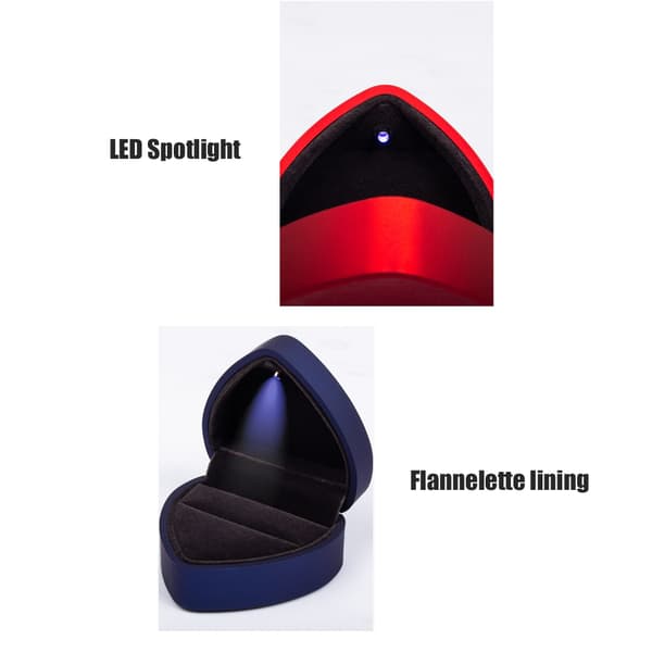 Hjerteformet ringæske med LED-lysdisplay, opbevaringsetui til ringe, fødselsdagsgave