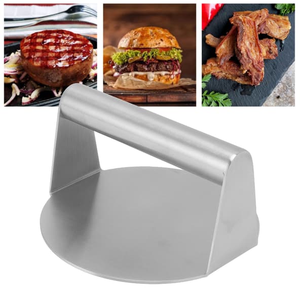 Manuel kødklemme Non-Stick Håndtag 304 Rustfrit Stål Rund Burger Patty Maker til BBQ Bacon