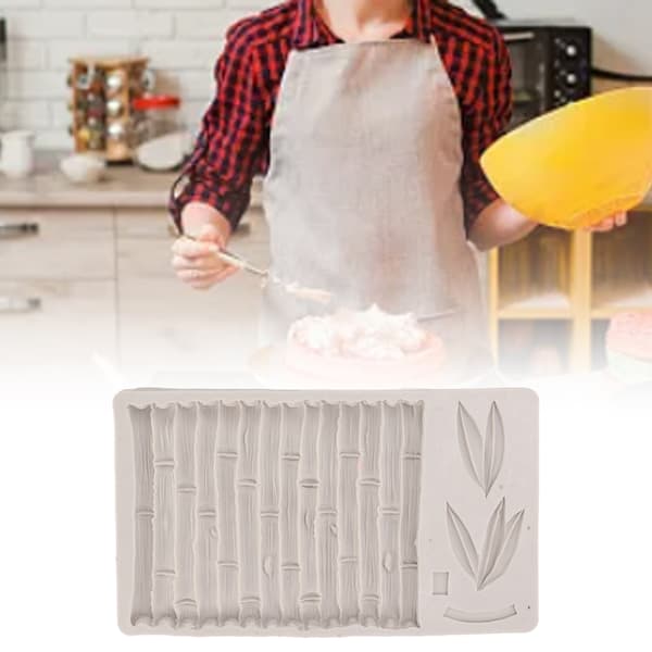 Silikoneform Sikker Elastisk Grå Blade Bambus Design Rivefast Nem Afstøbning DIY Bageform