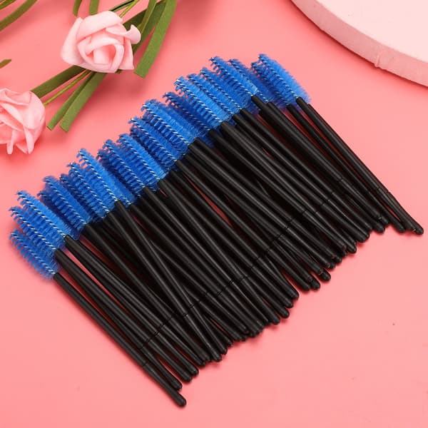 100 stk. engangs øjenvippebørste Mascara Wands Applikator Makeupbørstesæt Blå
