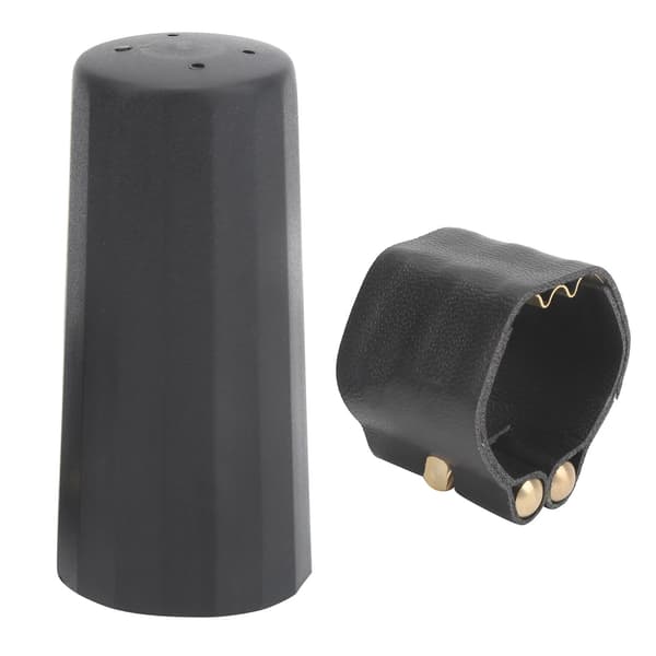 Altsaxofonmunstycke, PU-läderligatur, plastlock, vit förpackning, JS01