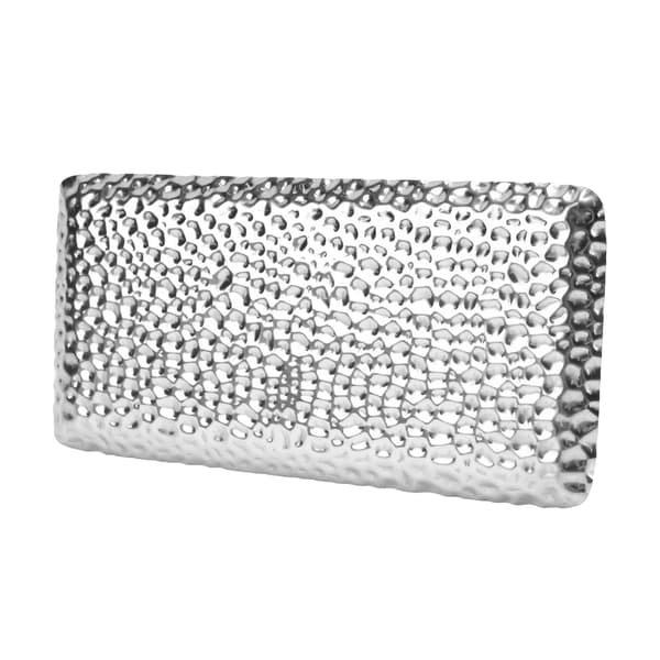 Serveringsbricka i rostfritt stål Elegant luktfri fat för vardagsrum sovrum kök badrum 19,5x9,5 cm Silver
