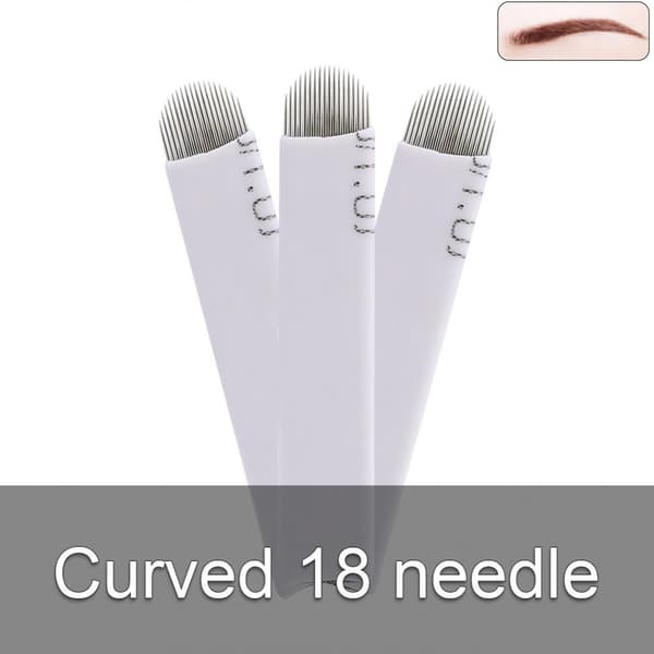 50 st/set böjda 18 nålar semi-permanent dimma ögonbryn Microblading blad sminknålar