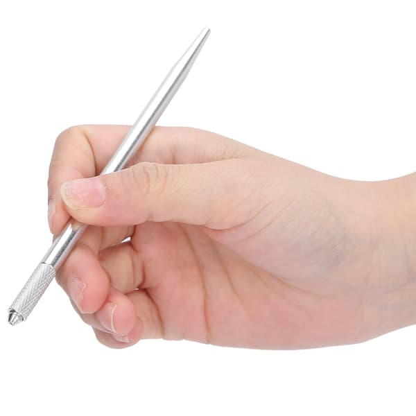 Manuel tatoveringspen Semi-permanent Microblading Pen til øjenbryn, eyeliner, læber tatovering (sølv)