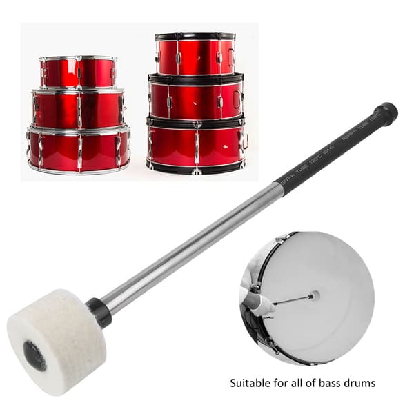 Trommestikker af uldfilt til marchorkester-percussionudstyr, grå, almindelig størrelse, par
