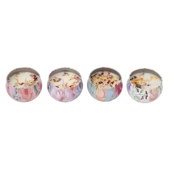 4 stk. elegante duftlys med tørrede blomster til hjemmet, soveværelset, langvarig duft, aromaterapi-lys, lyserød æske