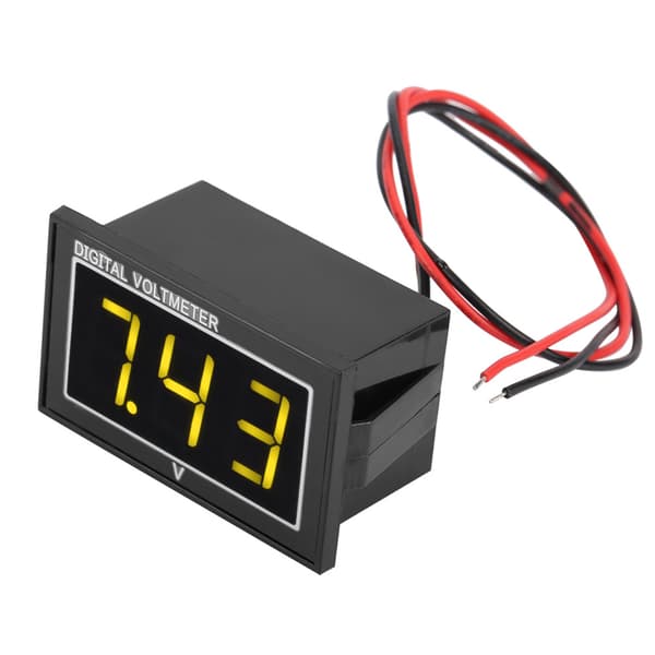 1 stk. vandtæt digitalt voltmeter 0,56\" LED-display DC 2,5-30V panelmåler (gul)