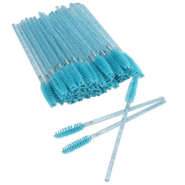 50 stk. nylon makeupbørster, mascarabørster, øjenvippebørster, engangs, bærbare børster - lyseblå