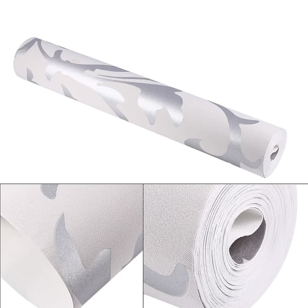 3D Präglad Nonwoven Sovrumstapet, Silver Vertikal Heminredningsrulle