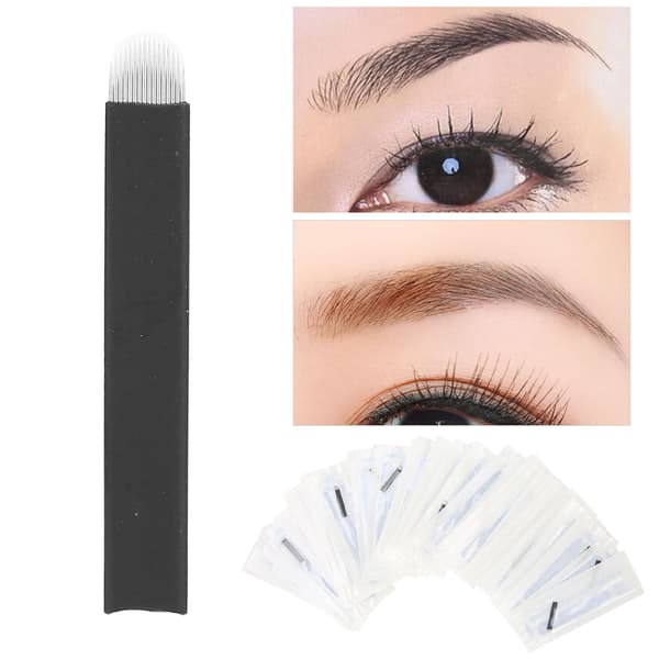 50 st ögonbryn Microblading nålar blad fin tatuering permanent makeup blad 0,18 mm (U16 stift)