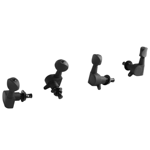 4 stk. metal ukulele stemmeskruer med skruer, forseglede stemmeknapper, mat sort til Uke