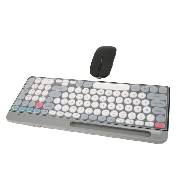 2.4G Trådløst Retro Tastatur og Mus Sæt, Genopladelig Bluetooth Combo til Computer, Sort