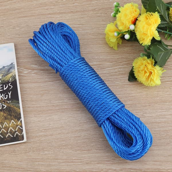 Utomhus Blå 20m Nylon Klädlina Rep för Trädgård Camping