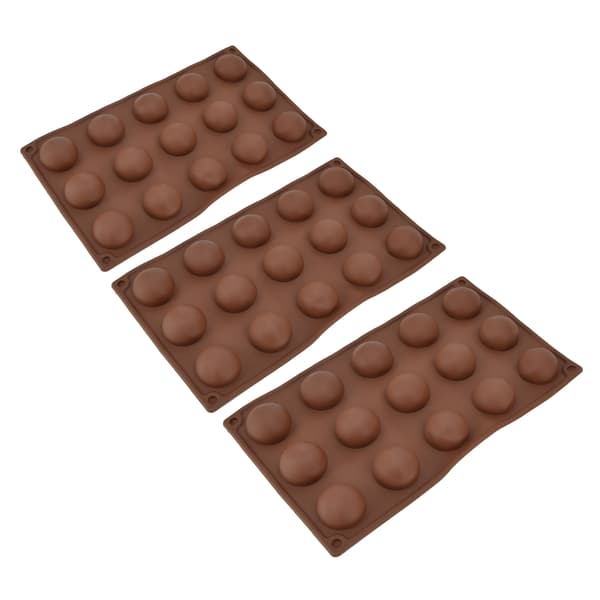 3 stykker 15-hulrums silikoneform chokoladebombe halvkuppel bageplade til kagegelébudding
