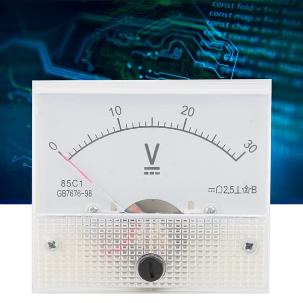 DC Voltmeter 85C1 Panelmåler 0-30V Analog Spændingsmåler Rund Skive