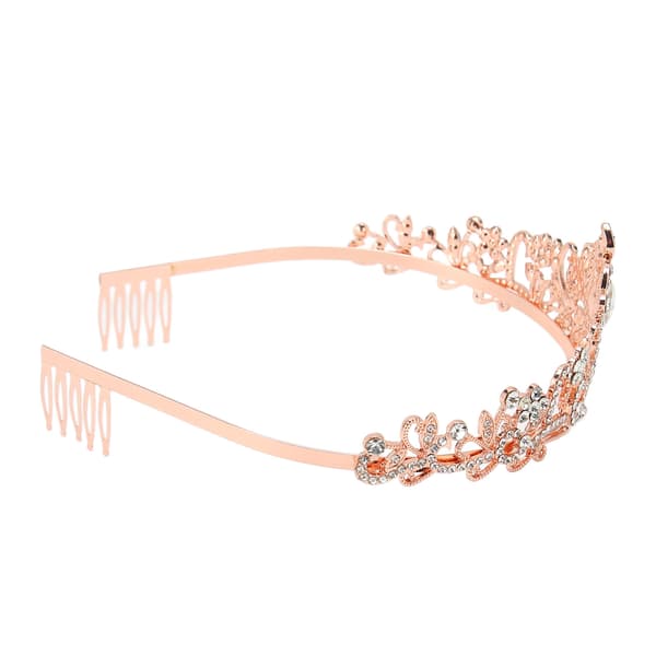 Brudkrona Rhinestone Elegant Glittrande Bröllopsprinsesskrona för Halloween Roséguld