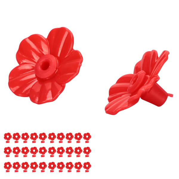 30 Stk. Kolibri Foder Blomster Flerfarvede Unikke Udskiftelige Fuglefoder Røde Tilbehør