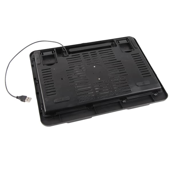 Notebook Chill Mat, USB Hub Base med 130x20mm blæser, sort, jernnet, 33x25x3cm, til 14-tommer laptops, 1 stk.