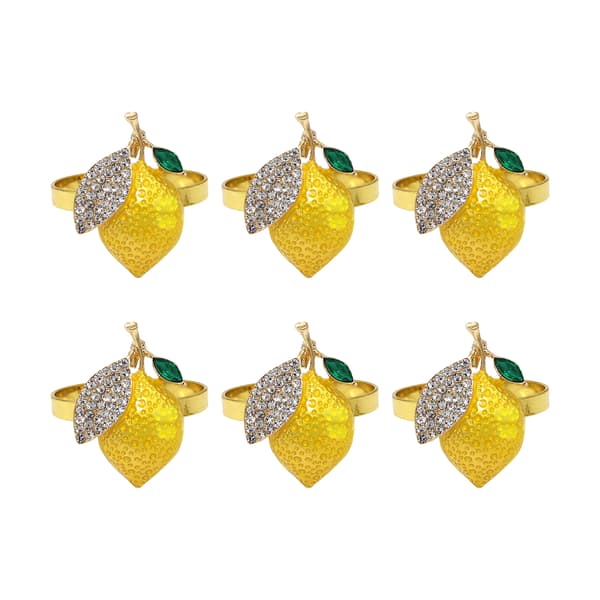 6 Jordbær Citron Legering Servietringe Sæt, Citrusfrugt Middag Servietringe