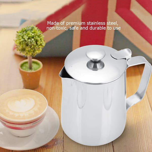 Mælkekande i rustfrit stål med låg til latte art (350 ml)