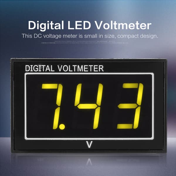 1 stk. vandtæt digitalt voltmeter 0,56\" LED-display DC 2,5-30V panelmåler (gul)