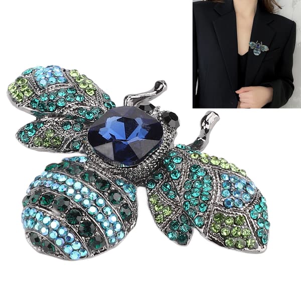 Retro Legering Rhinestone Brosch Pin Blå Dekorativ Kappa Kostym Prydnad