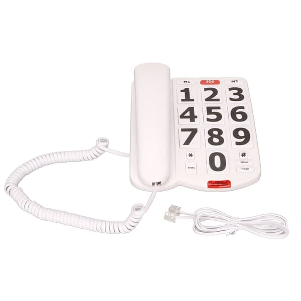 Senior fastnettelefon med store knapper, justerbar lydstyrke, genopkald af sidste nummer