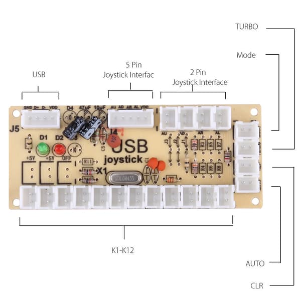 Zero Delay Arcade Game DIY Kits Delar 10 Knappar Joystick USB-kodare för MAME PC