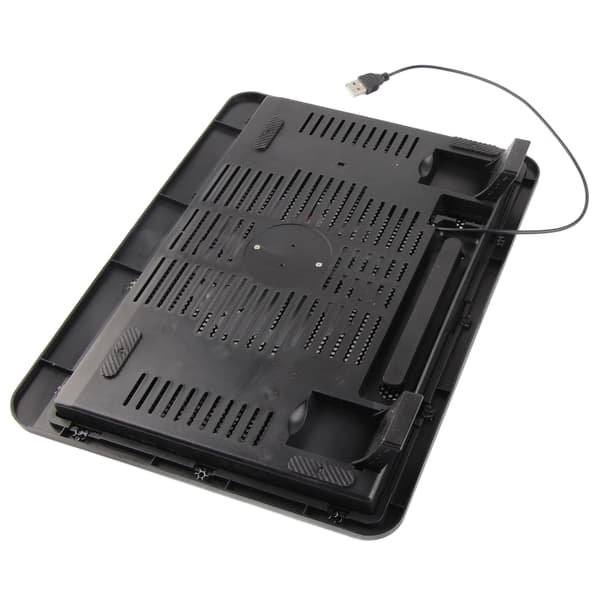 Notebook Chill Mat, USB Hub Base med 130x20mm blæser, sort, jernnet, 33x25x3cm, til 14-tommer laptops, 1 stk.