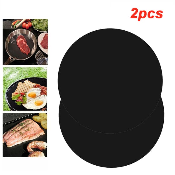 2-pak genanvendelig non-stick 40 cm rund BBQ grillmåtte